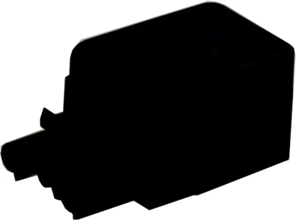 Schwarzer Stecker mit drei Anschlüssen, hergestellt von Wolf, für die Verbindung von BVG-Lambda 15-40 Geräten.